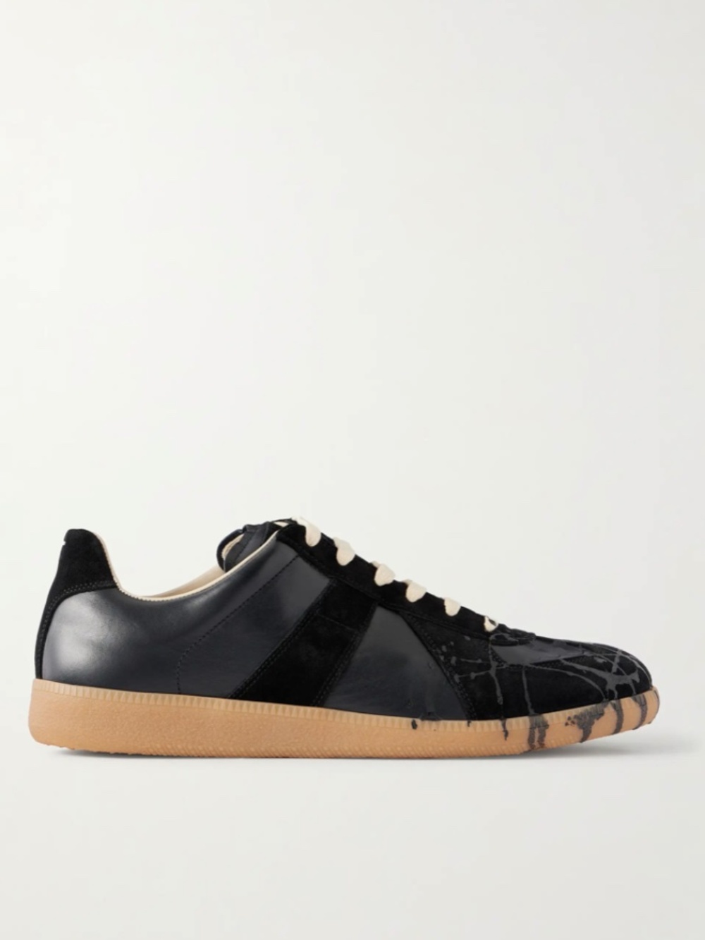MAISON MARGIELA NWT Replica Paint-Splattered Leather Sneakers